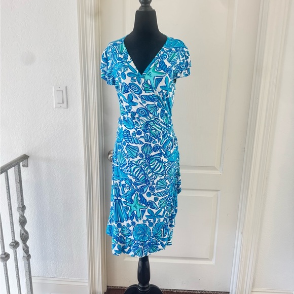 Lilly Pulitzer Dresses & Skirts - 🦄 Lilly Pulitzer Sz S Shorely Blue Sailors Valentine Adriel Wrap Dress